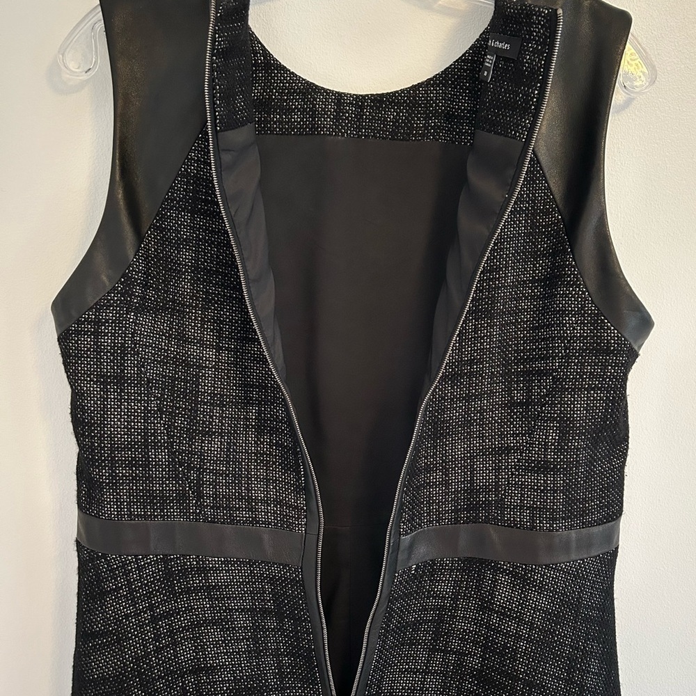 Judith & Charles Linen Blend Sleeveless Midi Dress with Leather Size 10 - Picture 16 of 17